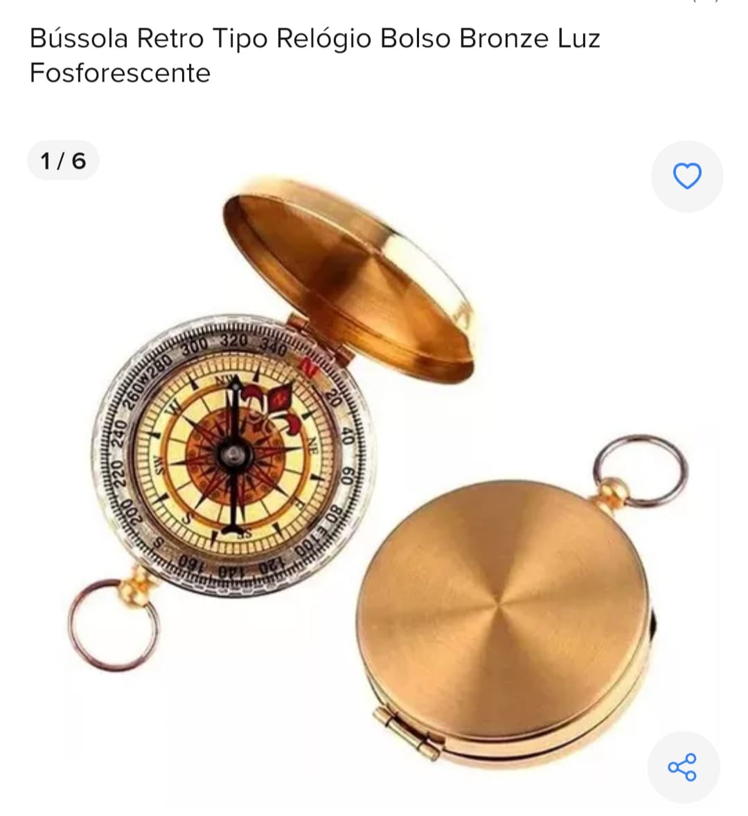 Bússola luminescente Vintage Relógio de Bolso