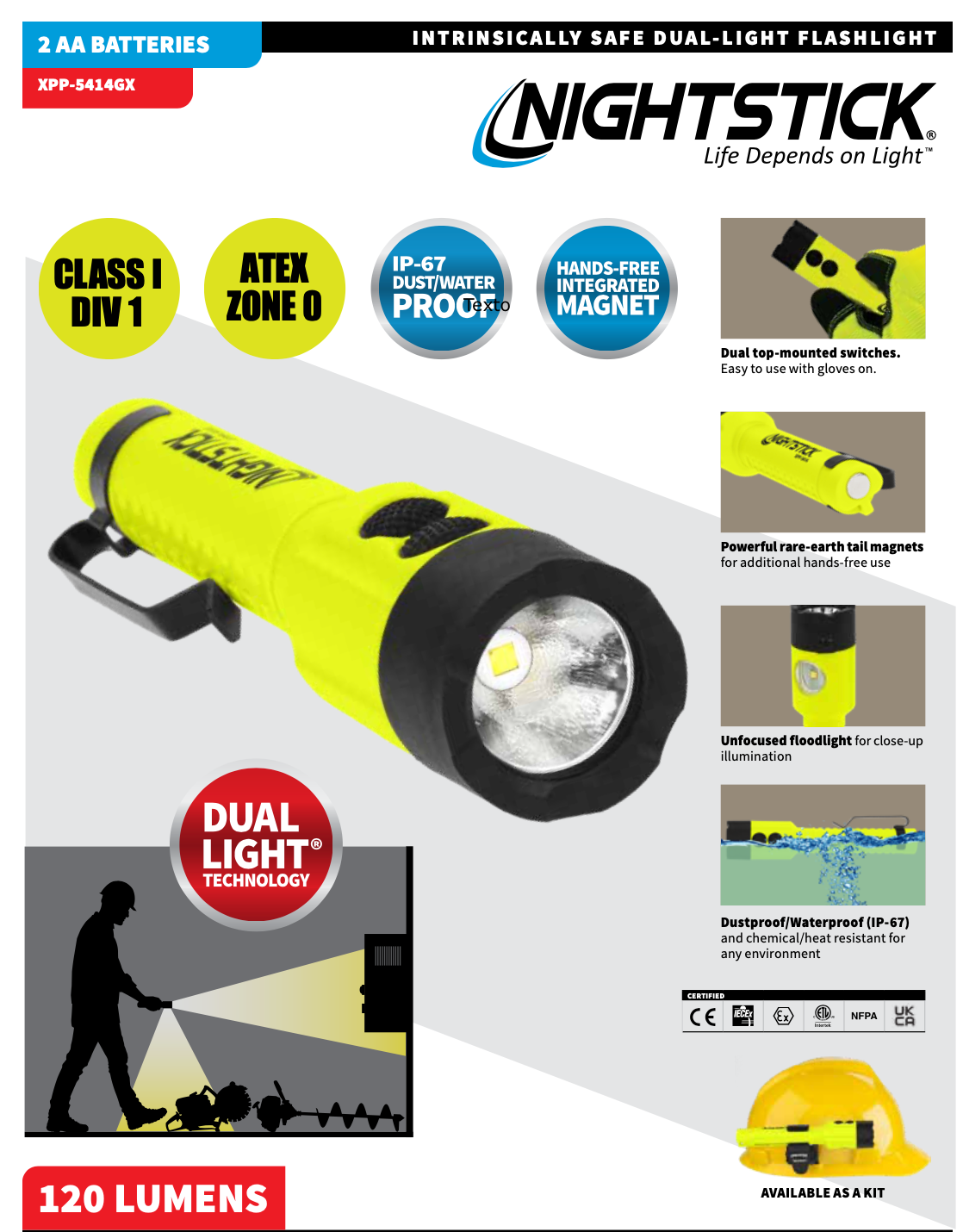 XPP-5414GX - Lanterna Dual-Light ™ ímã - INTRINSECAMENTE SEGURA
Nightstick