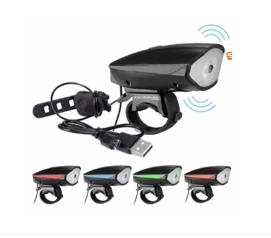 Farol Led De Bike, Recarregável Usb Buzina Ip65