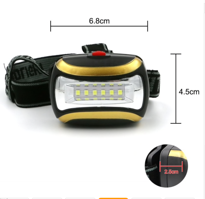 Lanterna de cabeça LED COB  IP55